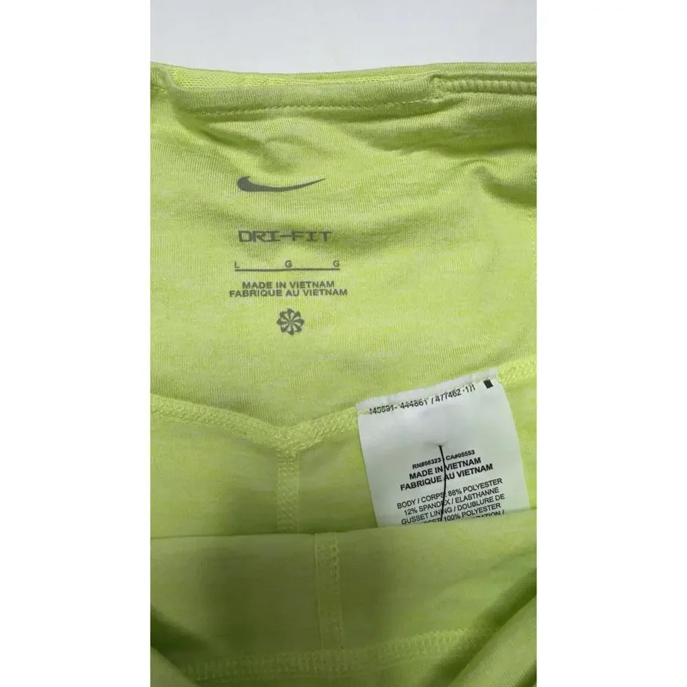 Nike One Luxe High Rise Thighs Fit Green Neon Girls Athletic Leggings Large
